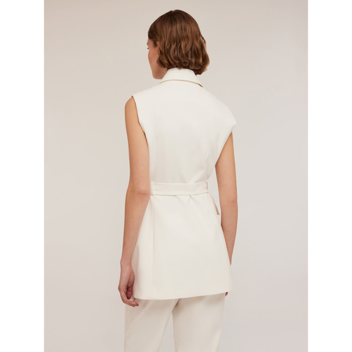 Motivi - Gilet lungo con cintura - Bianco