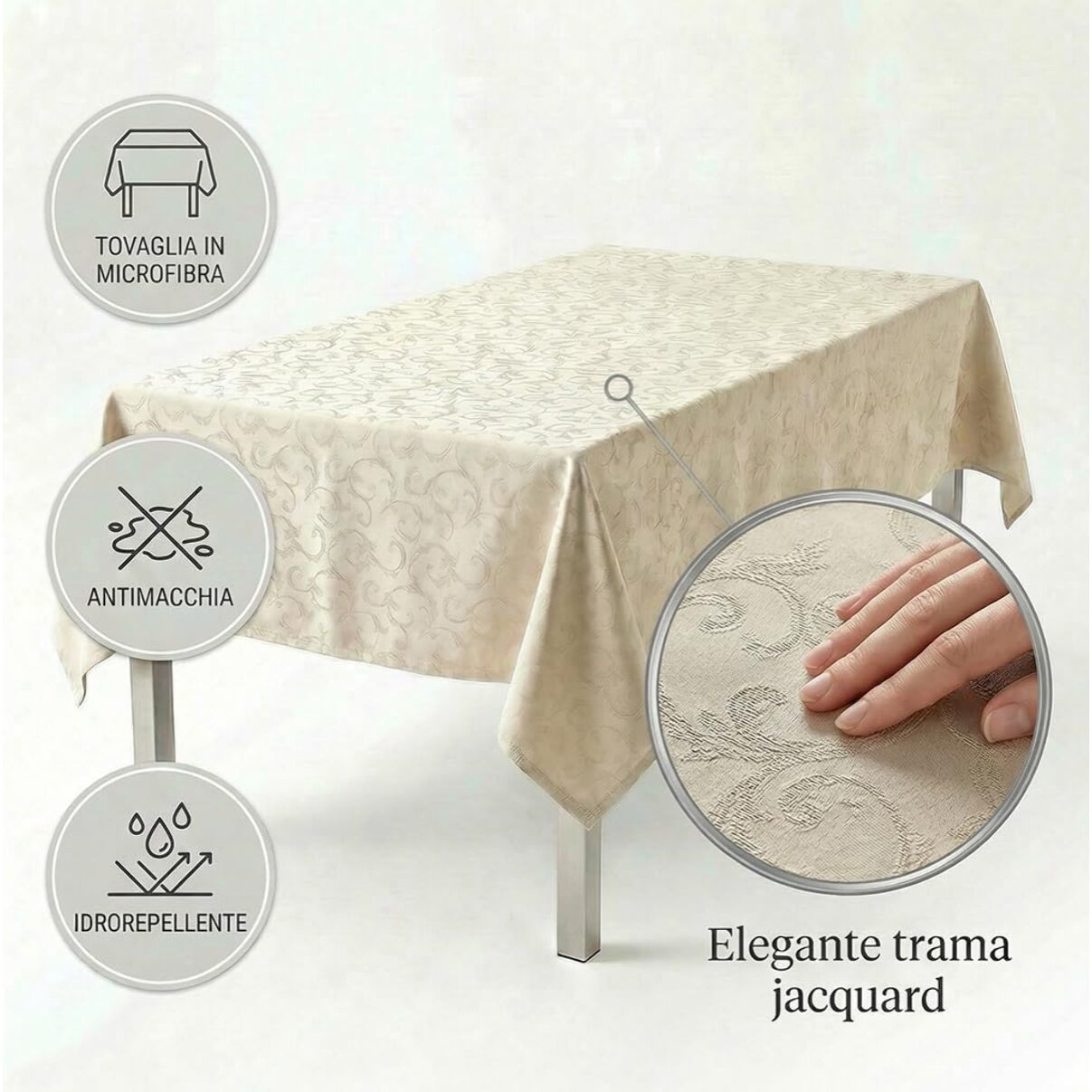 Tovaglia antimacchia impermeabile in poliestere resistente, ideale per uso quotidiano e occasioni, protegge da liquidi e sporco, facile da pulire, pratica e durevole, design elegante per cucina e sala da pranzo