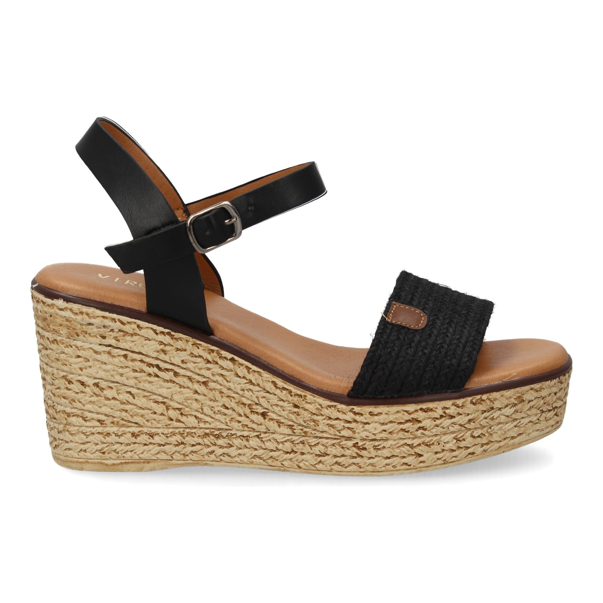 Sandalia cuña mujer elegante verano, tira de yute.