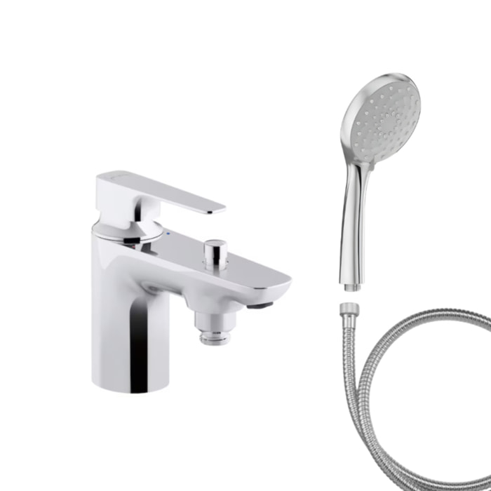 Mitigeur baignoire Aleo+ + pommeau de douche Awaken + flexible de douche métal