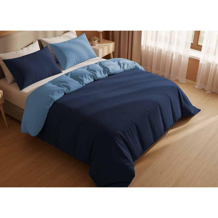 Copripiumino Bicolor Double Face Matrimoniale 100% Cotone Made in Italy