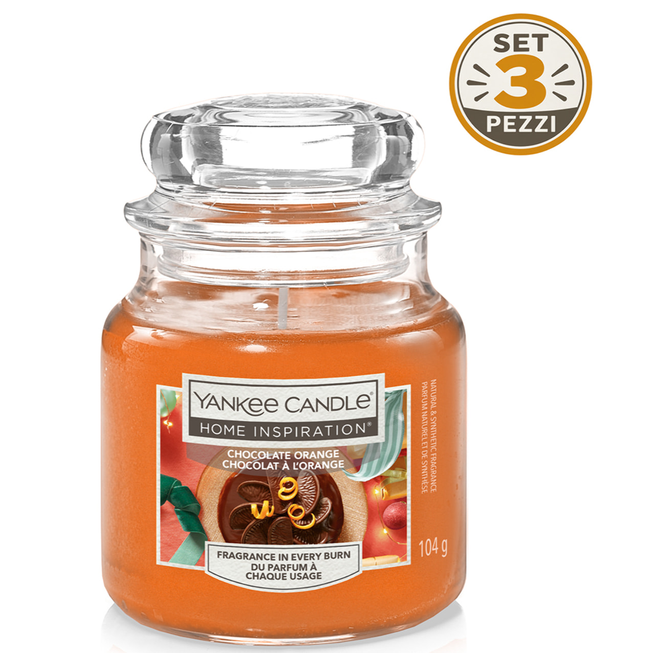 Set 3 pz candela in giara piccola Chocolate Orange