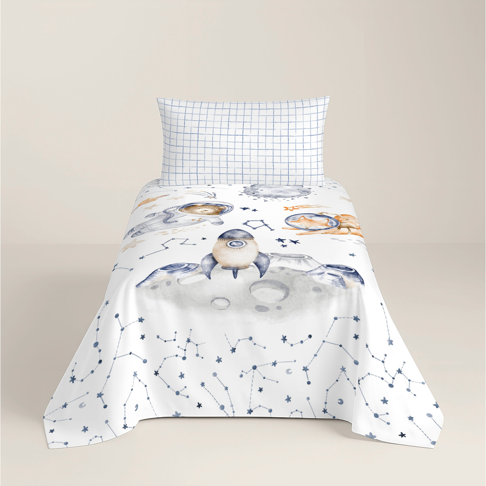 Funda Nórdica Estampada - Infantil - 100% Algodón - Incluye 1 Funda de Almohada - Interstellar