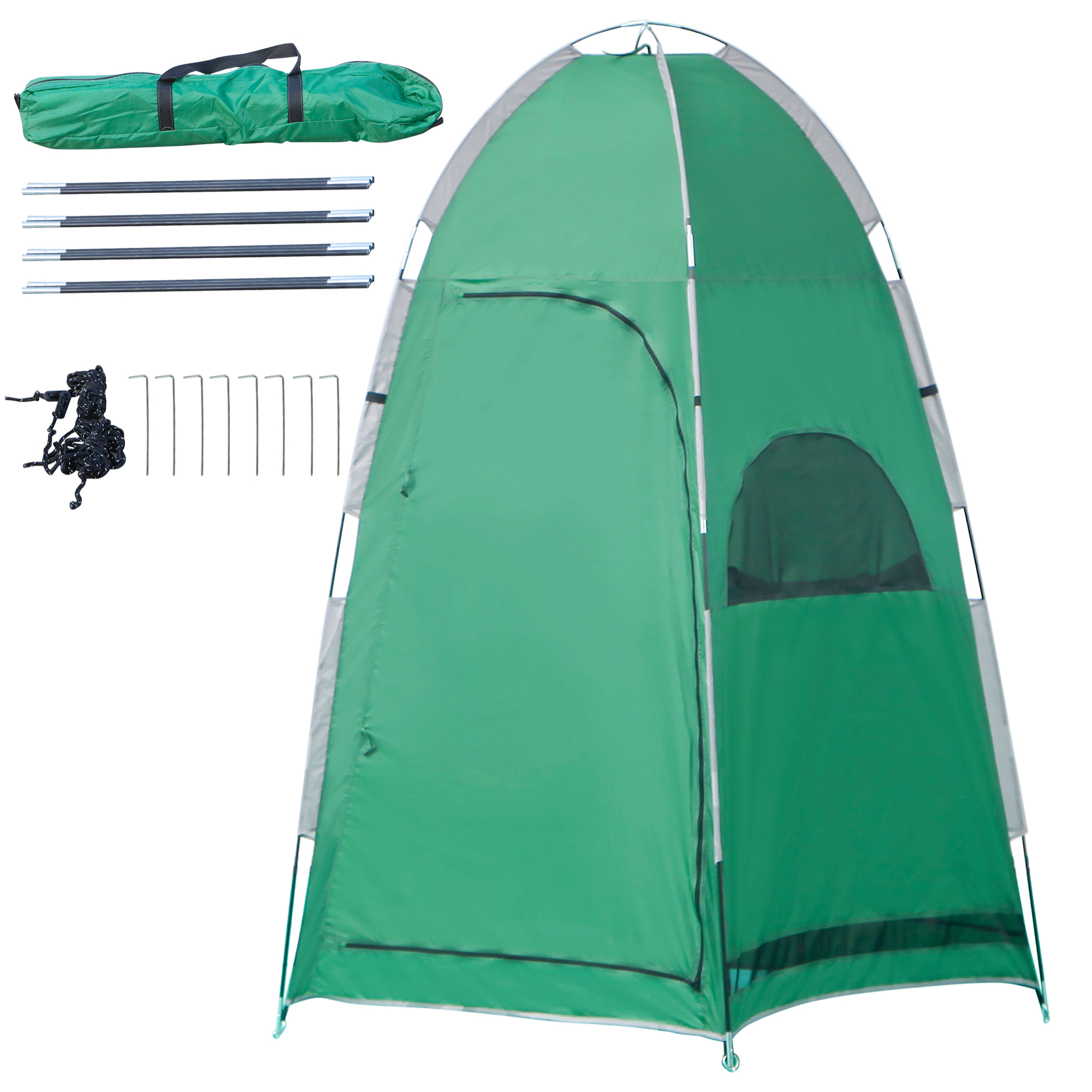 Outsunny Tienda de Ducha Portátil Tienda de Privacidad Emergente 122x122x213 cm UPF30+ Cambiador para Camping WC Inodoro Senderismo Verde