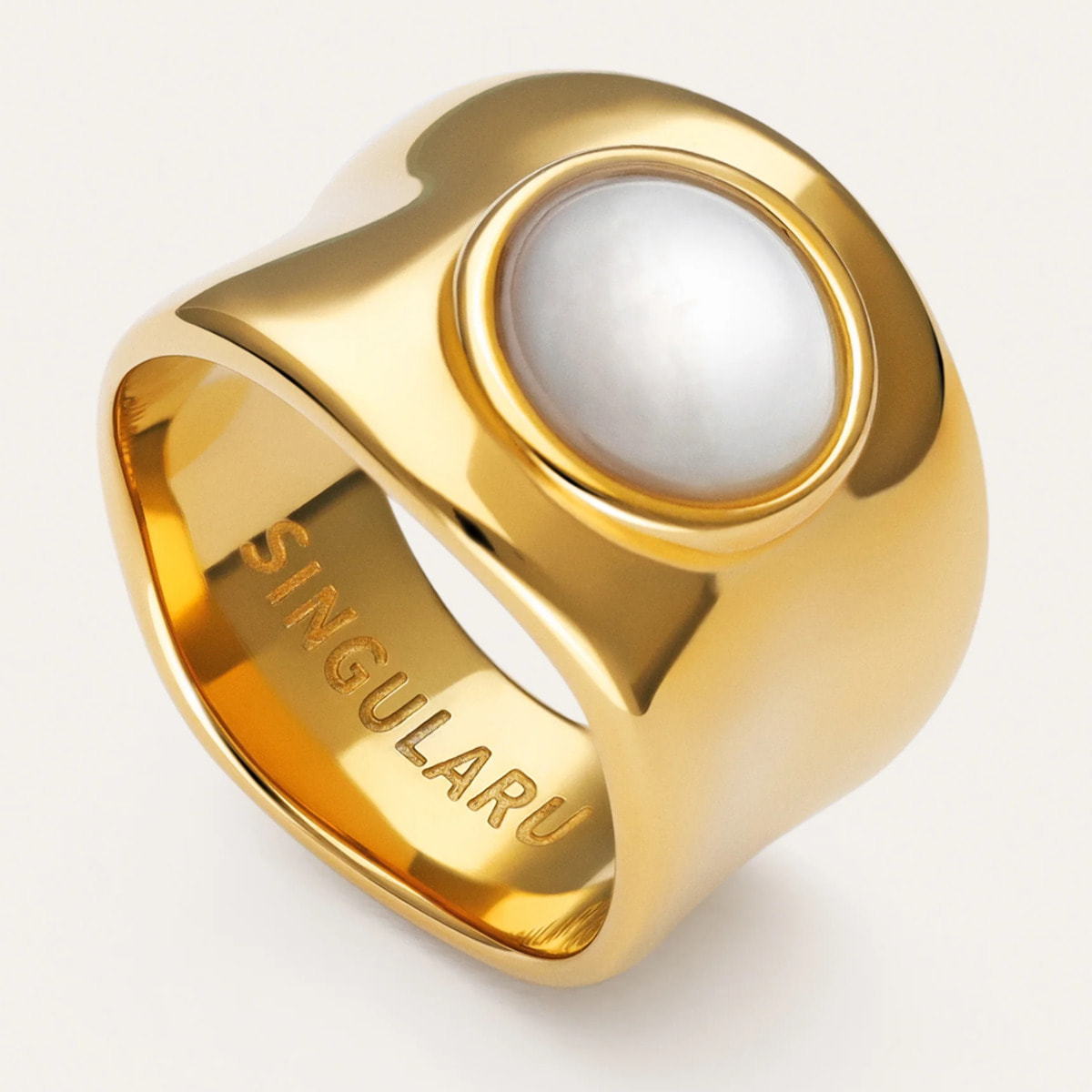 Anillo My Nácar Acero Baño Oro