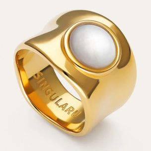Anillo My Nácar Acero Baño Oro