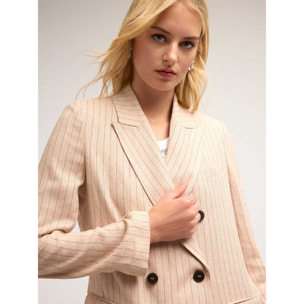 Motivi - Blazer doppiopetto in viscosa misto lino - Beige