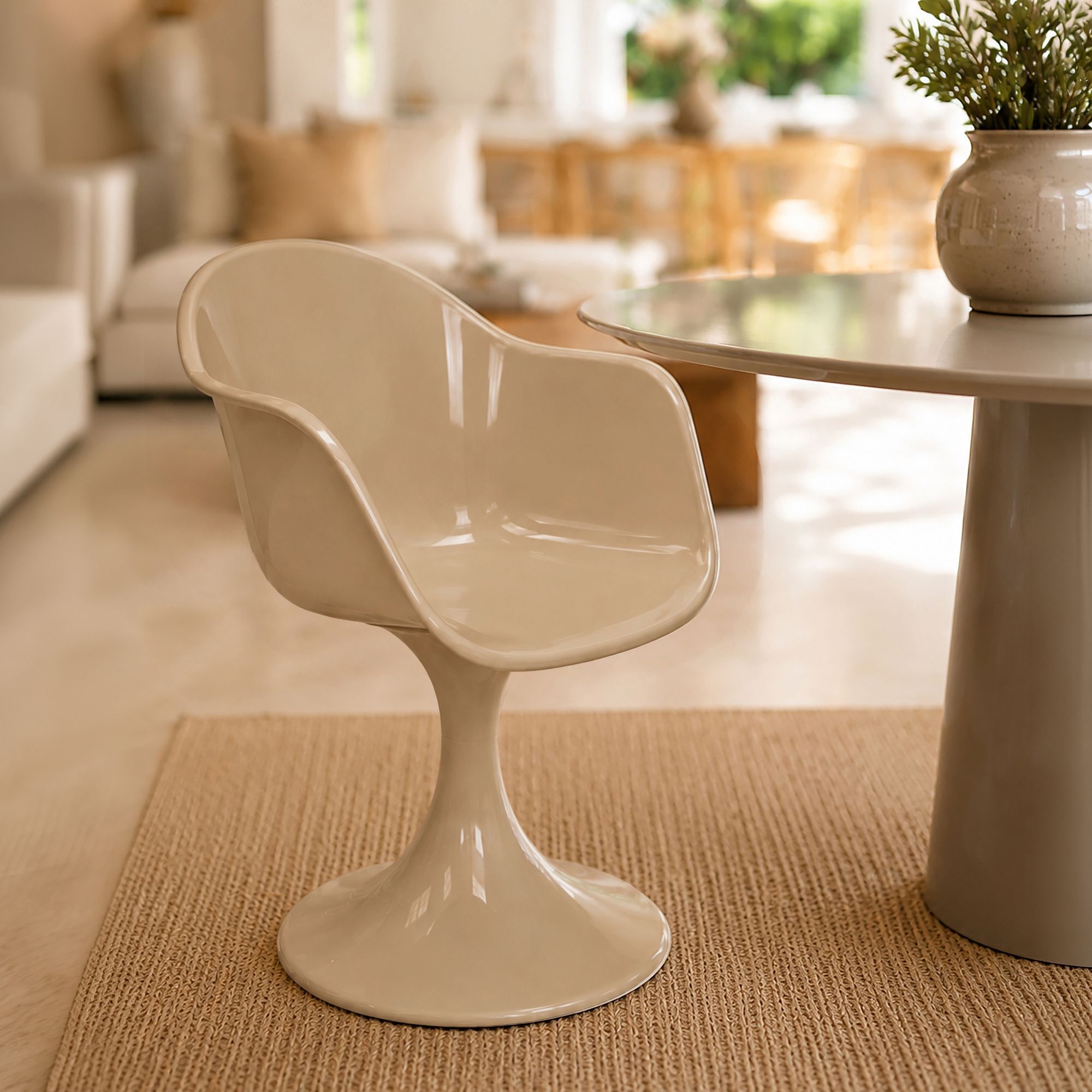 Lot de 2 fauteuils de table en résine acrylique vison GLAM