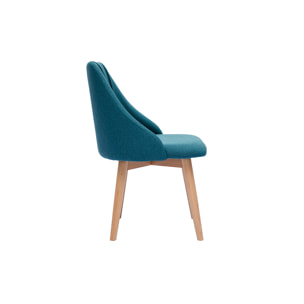 Chaises scandinaves en tissu bleu canard et bois clair (lot de 2) HIGGINS