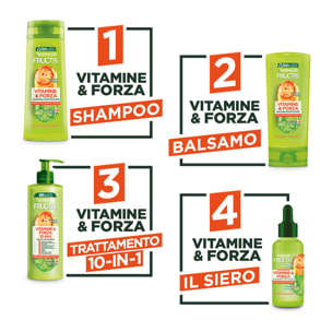 Siero Anti-Caduta per Capelli Fragili Fructis Vitamine e Forza Trattamento con Arancia Rossa Vitamina C e Biotina - Flacone da 125ml