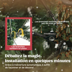 Sapin de Noël artificiel H.180cm épicéa grand réalisme 1660 branches piètement métal pliable vert
