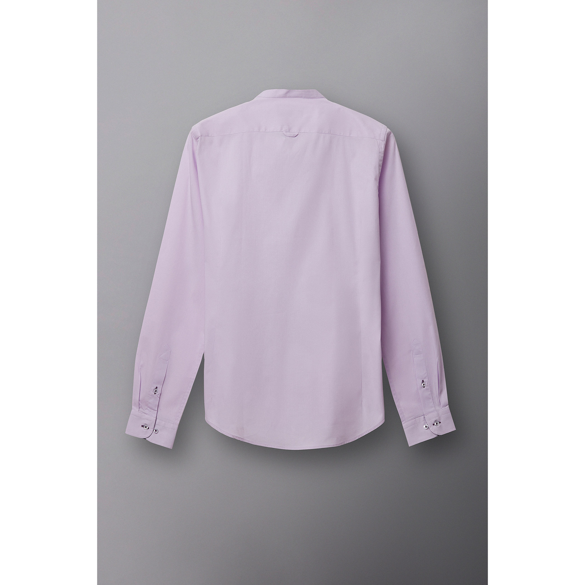 Camicia Uomo Coreano Slim Popeline Stretch Unito Lilla