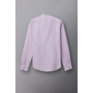 Camicia Uomo Coreano Slim Popeline Stretch Unito Lilla