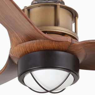 JUST FAN XS LED ventilatore da soffitto oro vecchio/legno 81cm