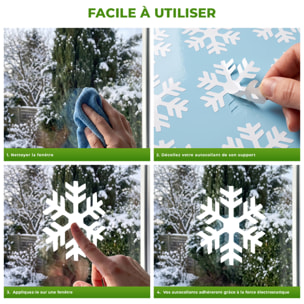 50 Stickers électrostatiques flocons - Autocollants adhésifs fenêtres noël - décoration fêtes