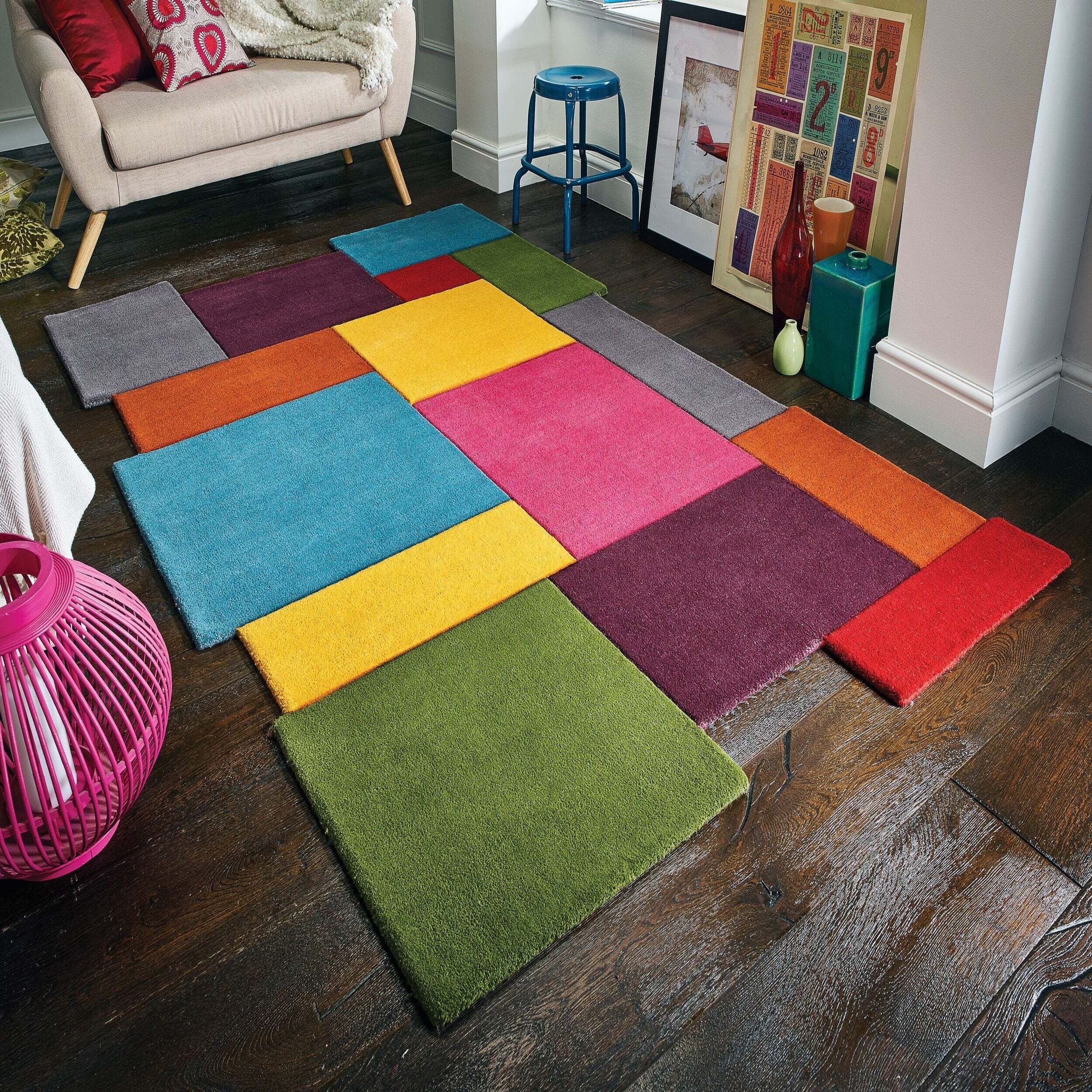 Tapis graphique en laine COLLAGE