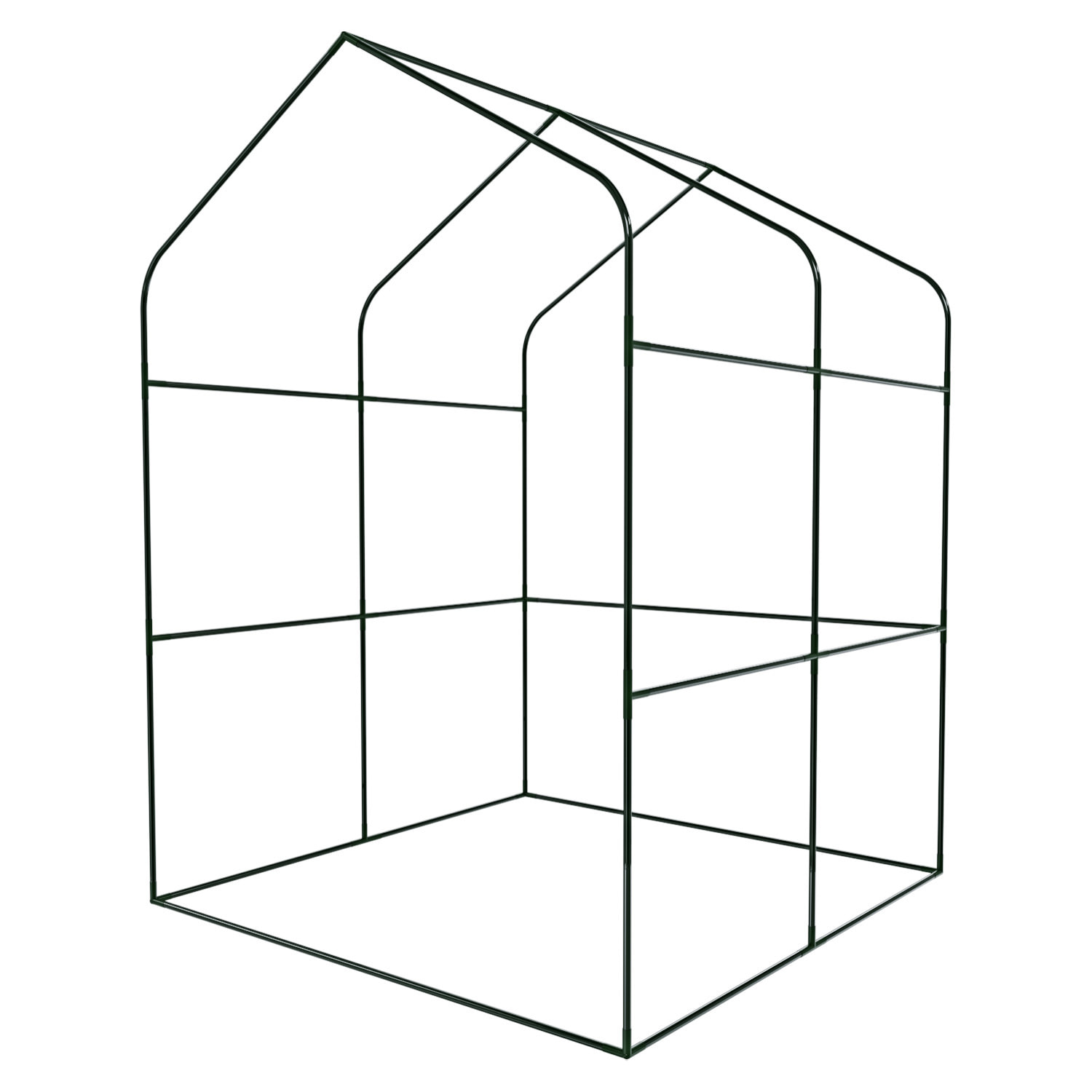 Serra Da Giardino Per Orto Senza Ripiani Telaio In Metallo Casetta In Acciaio Telo Trasparente PVC Porta Avvolgibile Apertura Cerniera 143x143x195 Cm