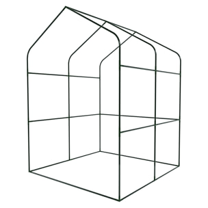 Serra Da Giardino Per Orto Senza Ripiani Telaio In Metallo Casetta In Acciaio Telo Trasparente PVC Porta Avvolgibile Apertura Cerniera 143x143x195 Cm