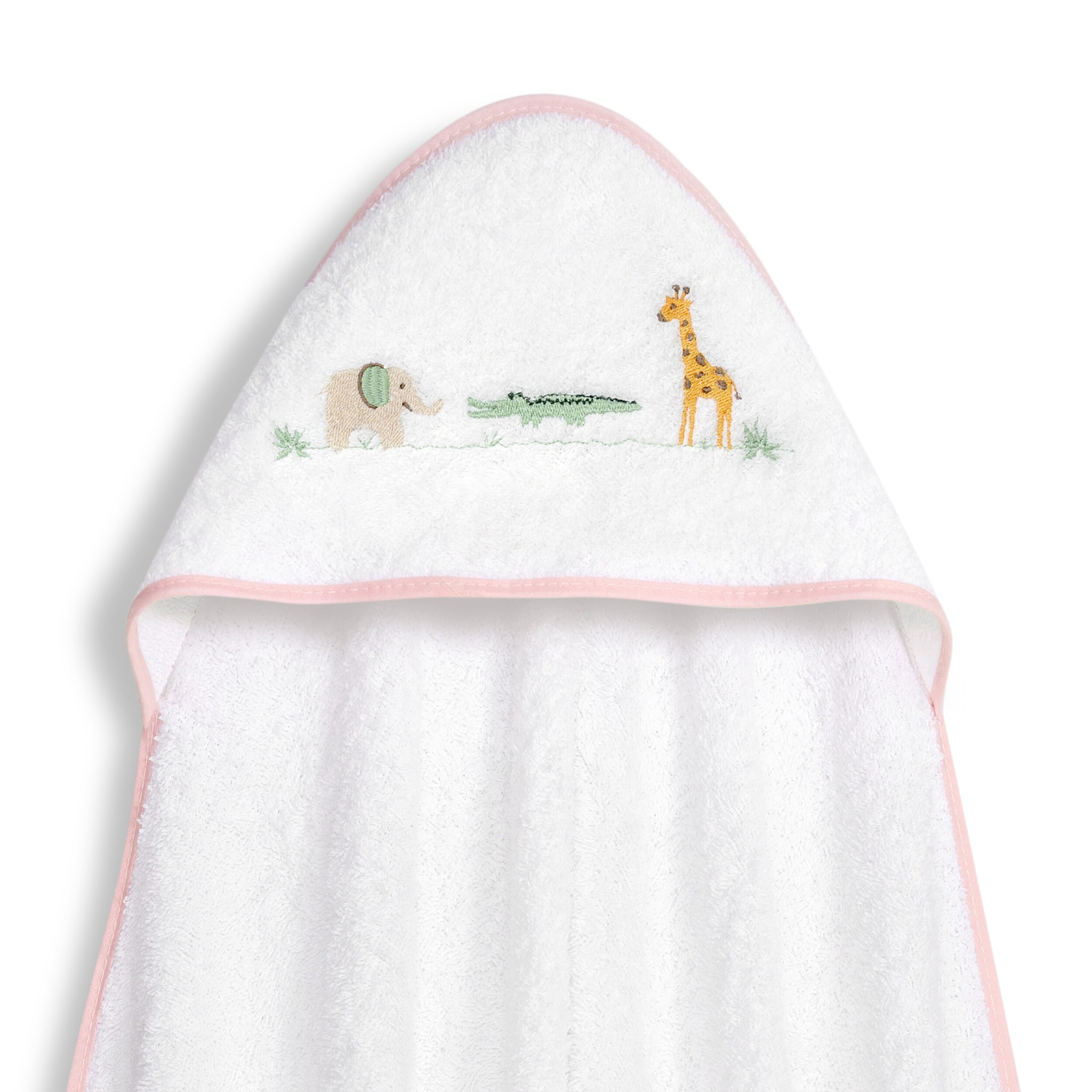 Capa Baño 1X1 Mod Savanna Bordado+ Gorro Bco/Rosa