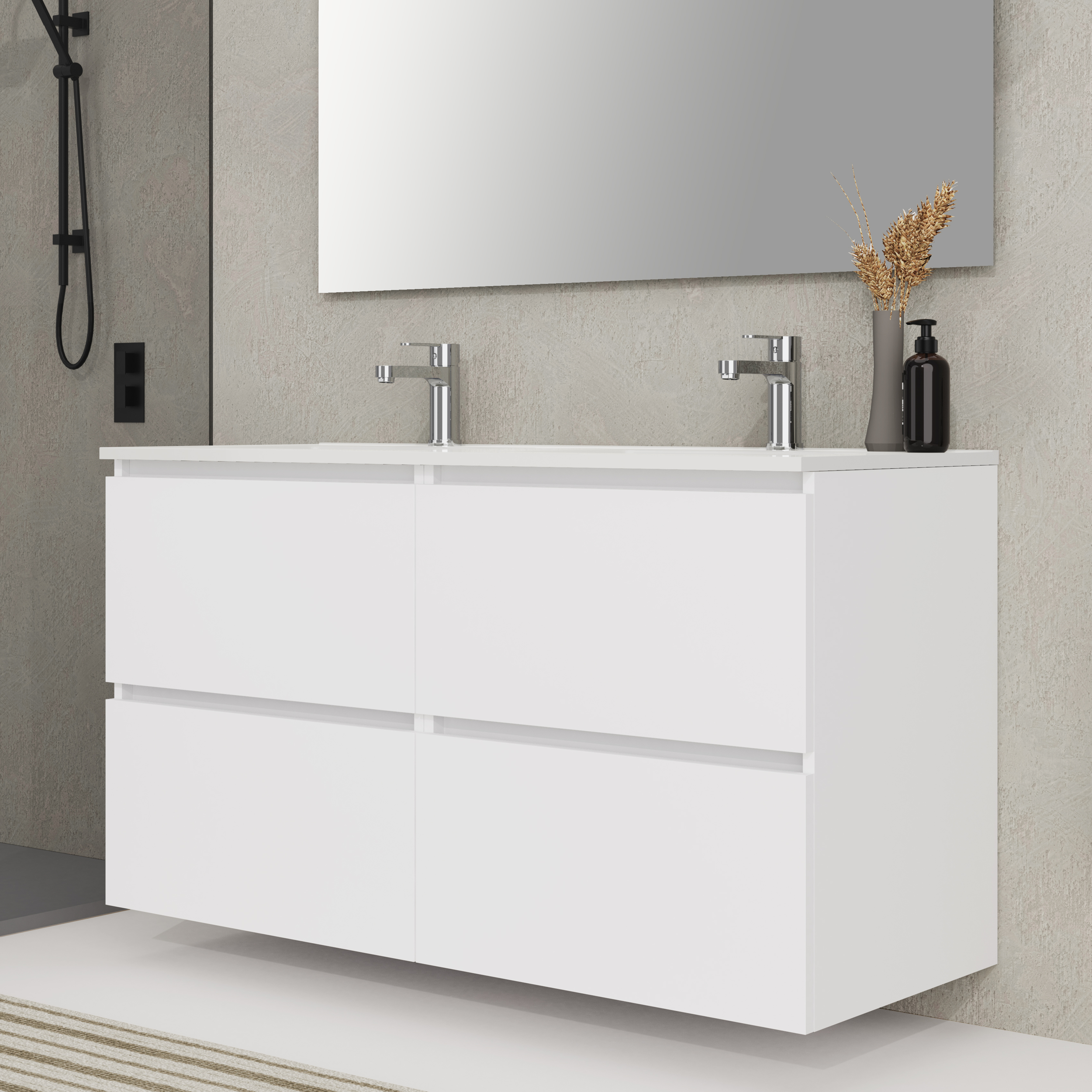 Conjunto mueble de baño SEA Alday, 120cm, Blanco mate