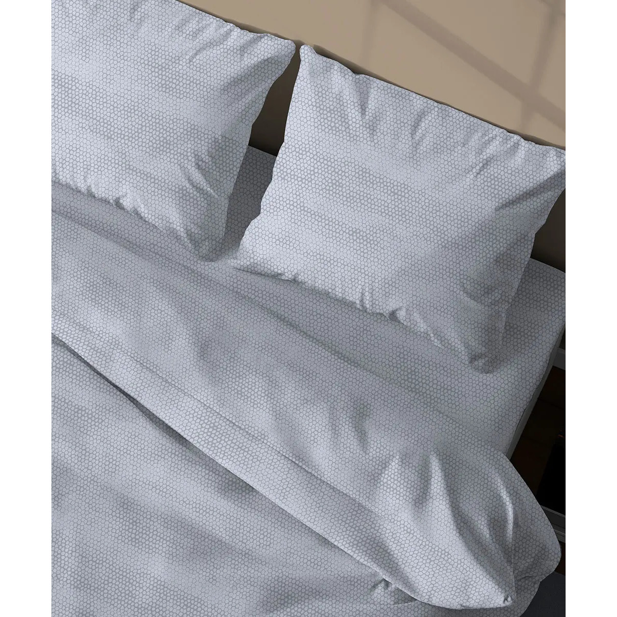 Parure Copripiumino BonBon Grigio per letto singolo in 100% Cotone e Made in Italy, moderno pralinato