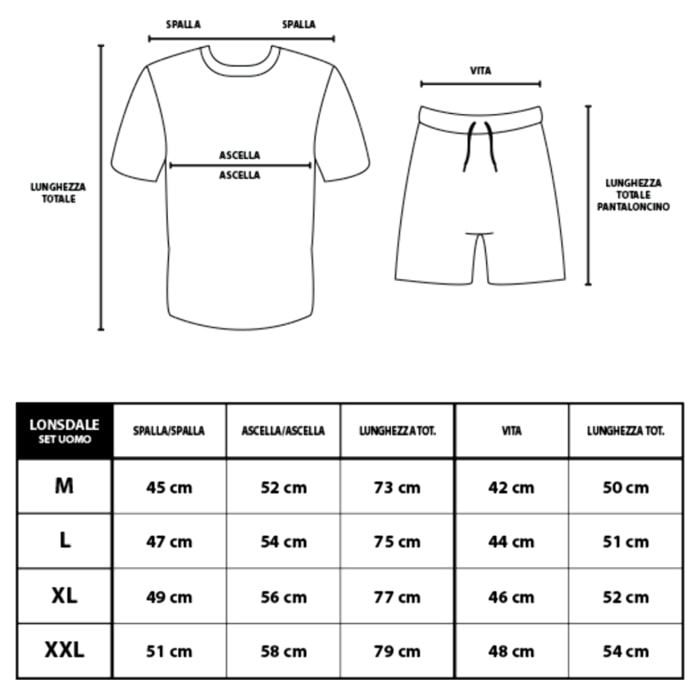 Completo Set Uomo LONSDALE Cotone Corto