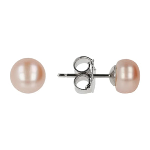 PERLAVIVA - Orecchini a Bottone con Perle Coltivate d'Acqua Dolce Grigie Ø 6/6.5mm