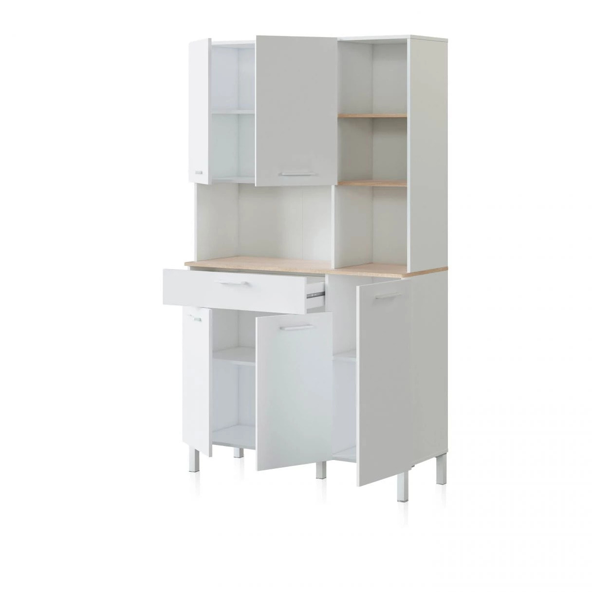 Alacena cocina Colin 5 Puertas Blanco Artik (Blanco Mate) - Roble Canadian