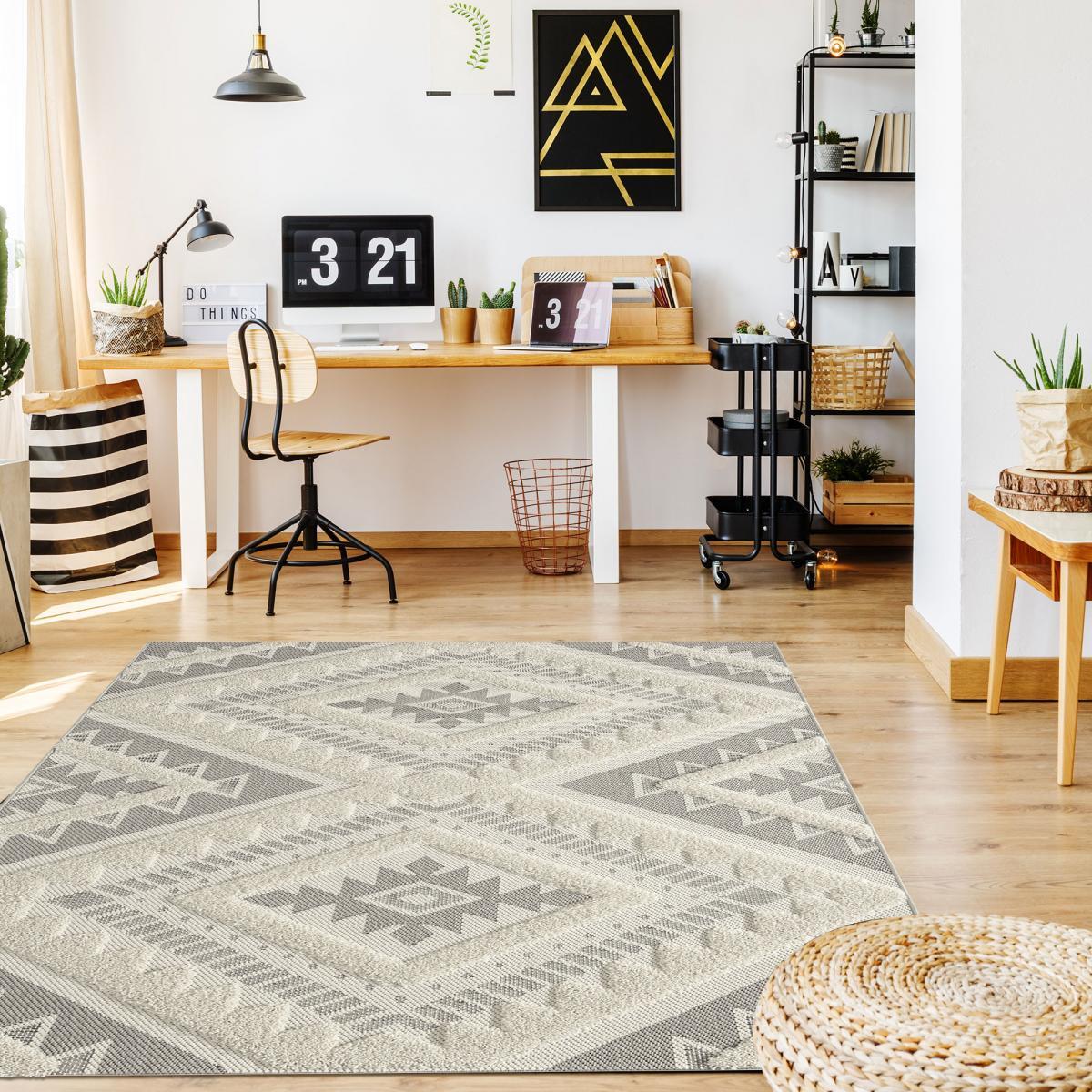 Tapis salon et chambre tissé motif ethnique NEJU