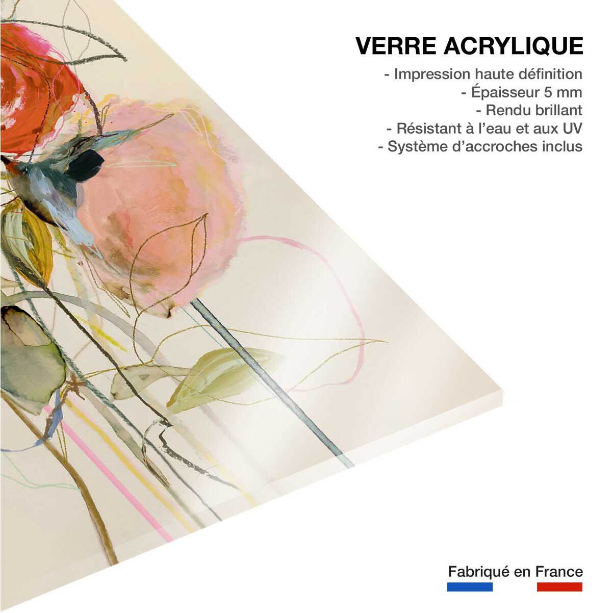 Tableau peinture fleurs bouquet de feu et d'or  Tableau plexiglas