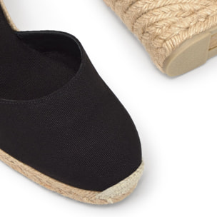 Alpargatas de cuña de mujer Carina en algodón orgánico, cierre mediante lazada