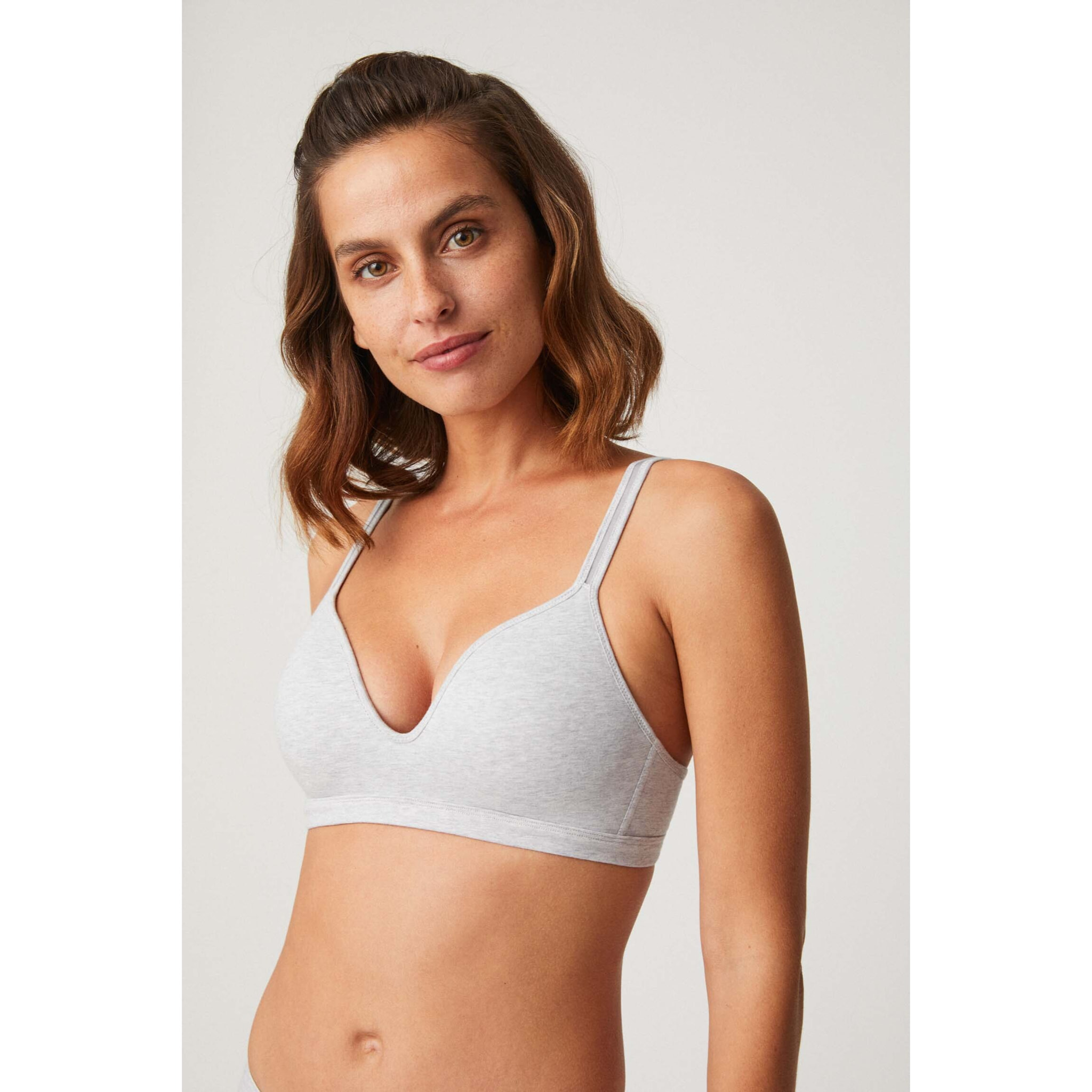 Reggiseno senza ferretto con imbottitura in cotone e modal grigio