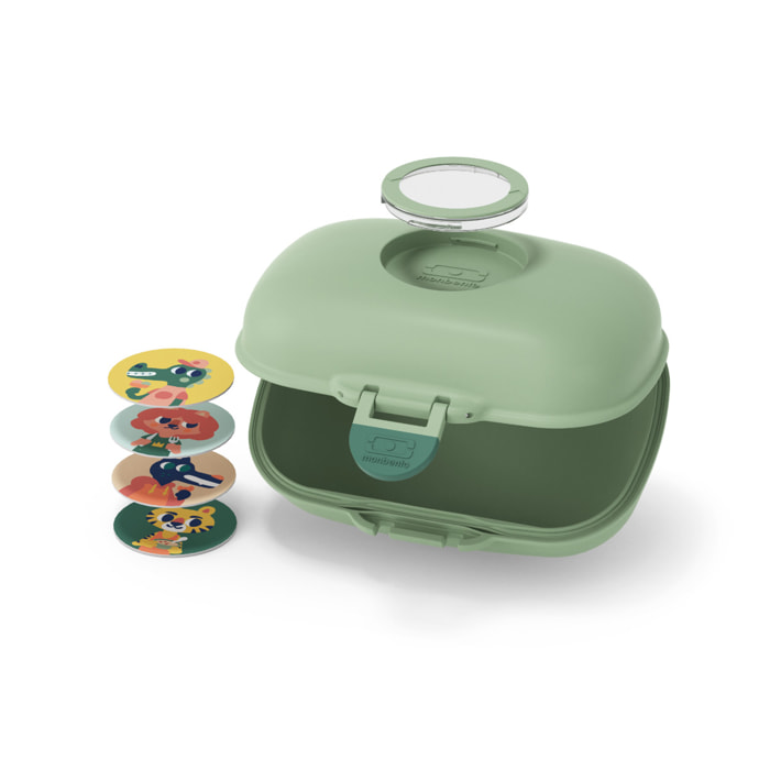 Set enfant vert : sac + boite à goûter + bouteille vert vert