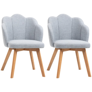 Sillas de Comedor Tapizada en Lino Sintético Set de 2 Sillas de Cocina con Asiento y Respaldo Acolchados Moderno Carga 120 kg 58x60x82 cm Gris
