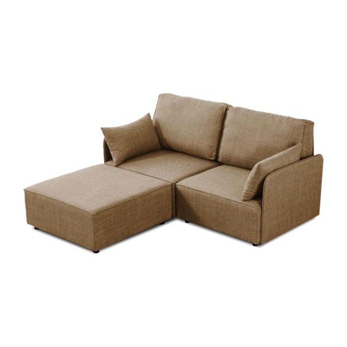 Sofá modular con chaiselongue 2 plazas y brazos Cubiq Beige