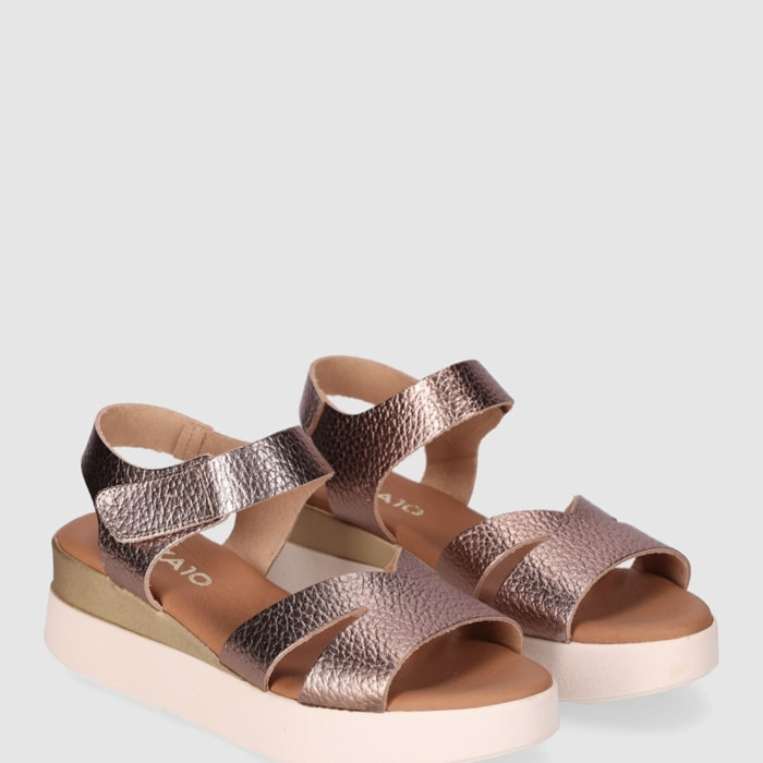 Sandalias de Piel - Bronce - Tacón: 4 cm