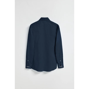 Camisa slim de popelín azul marino con logo bordado Rigby Go