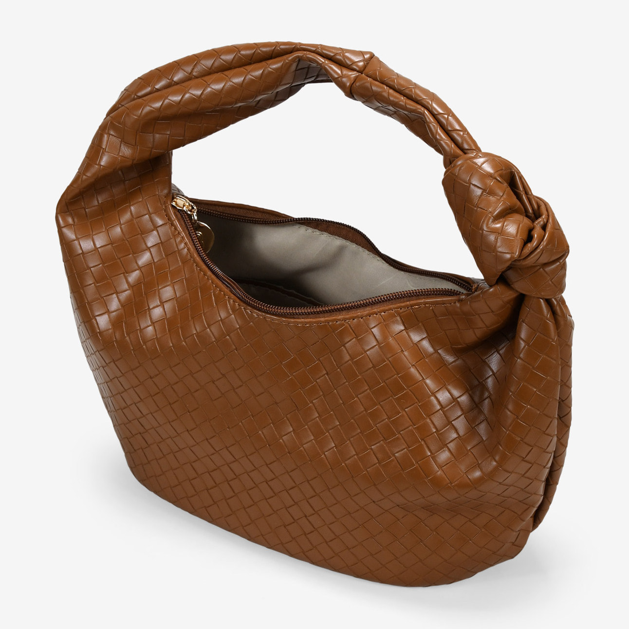 Bolso de hombro cuero trenzado con nudo