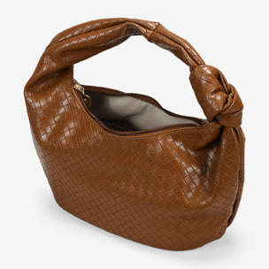 Bolso de hombro cuero trenzado con nudo