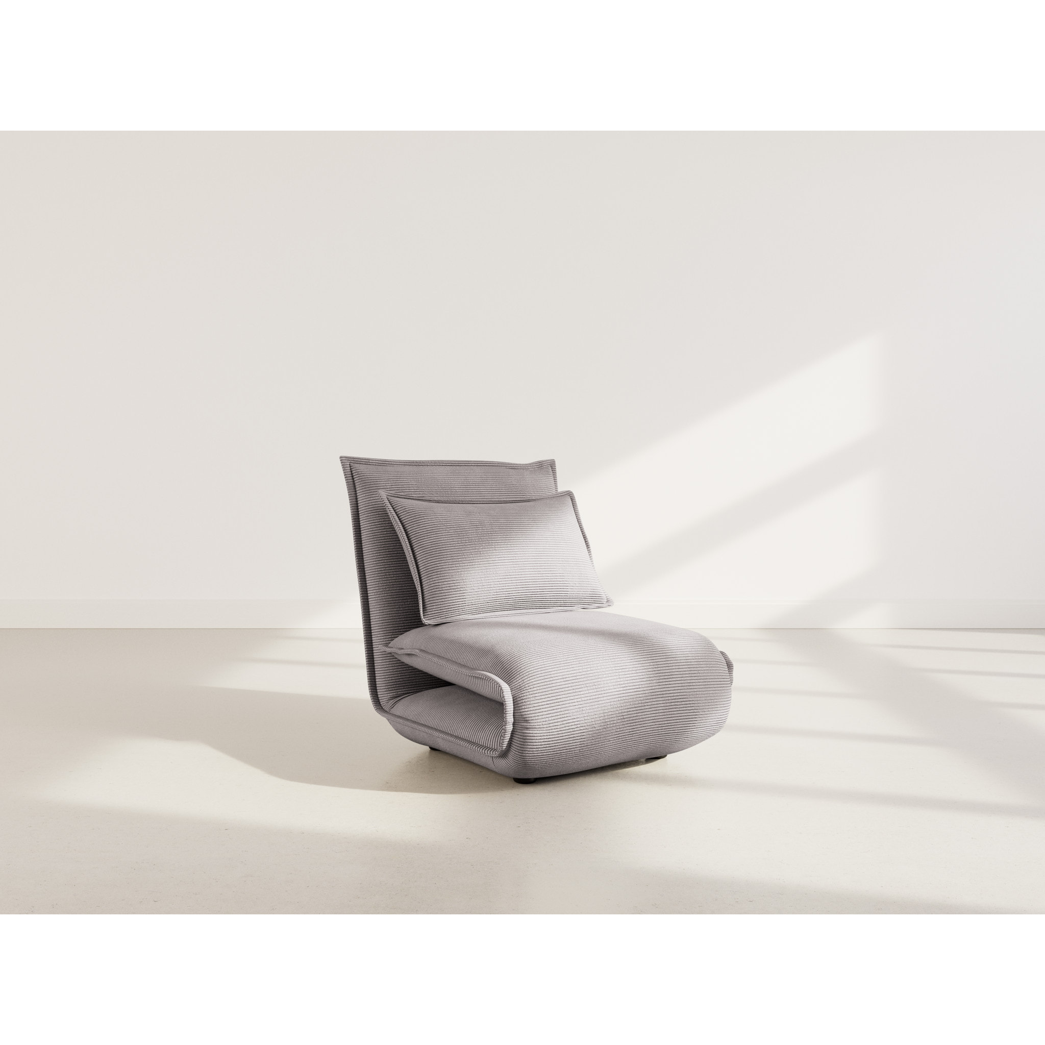 Candice - Banquette 1 place convertible clic-clac en velours côtelé - Gris clair