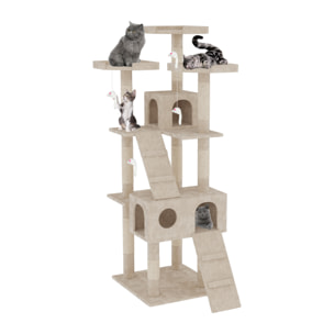 Albero per Gatto con Graffiatoio Cuccia Giocattolo Gatti Parco Giochi Tiragraffi in Sisal Naturale 170 x 49 x 49 cm