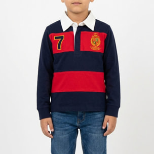 Polo rugby a righe larghe e ricamo logo