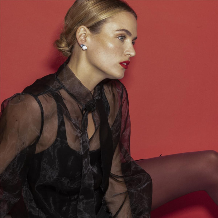 Pendientes con Perla Blanca acabado plata