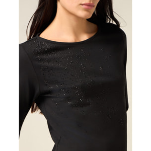 Oltre - T-shirt in cotone con applicazioni - Nero