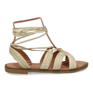 Sandalias planas para mujer, comodas y elegantes, diseño moderno con cordones atados al tobillo