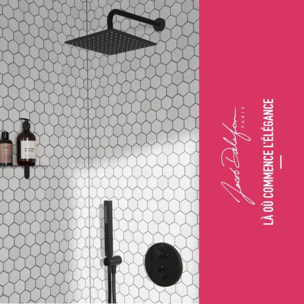 Colonne de douche encastrée thermostatique Metro carré noir mat