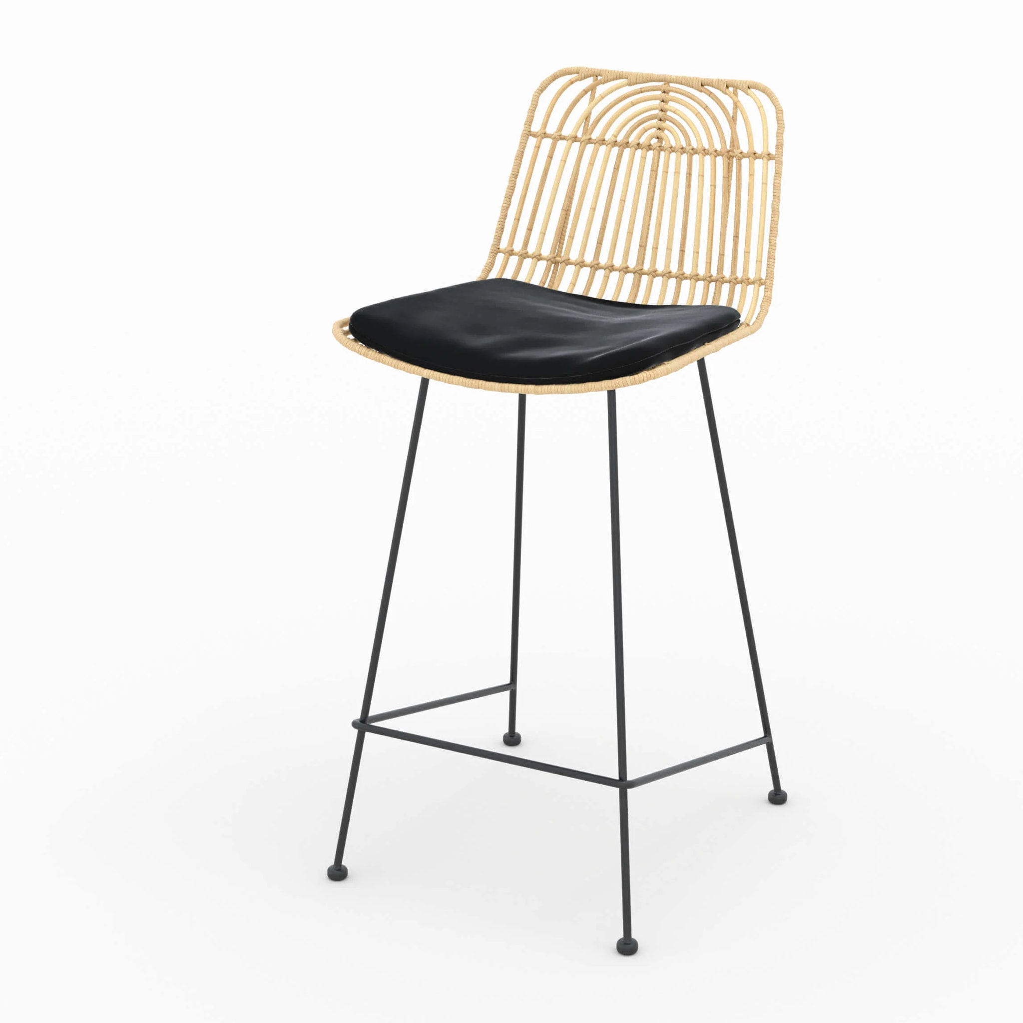 Lot de 2 chaises pour îlot central 66 cm en rotin et noir - Goa