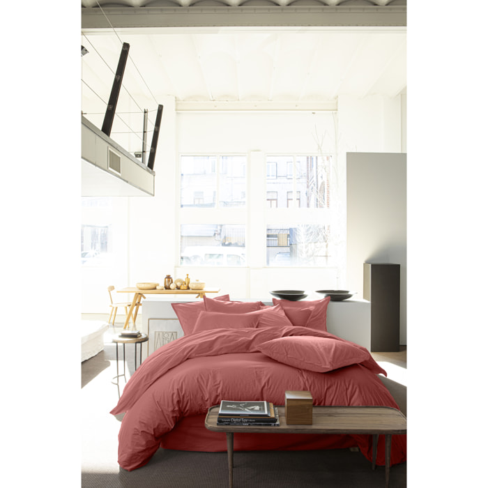 Housse de couette percale de coton vieux rose