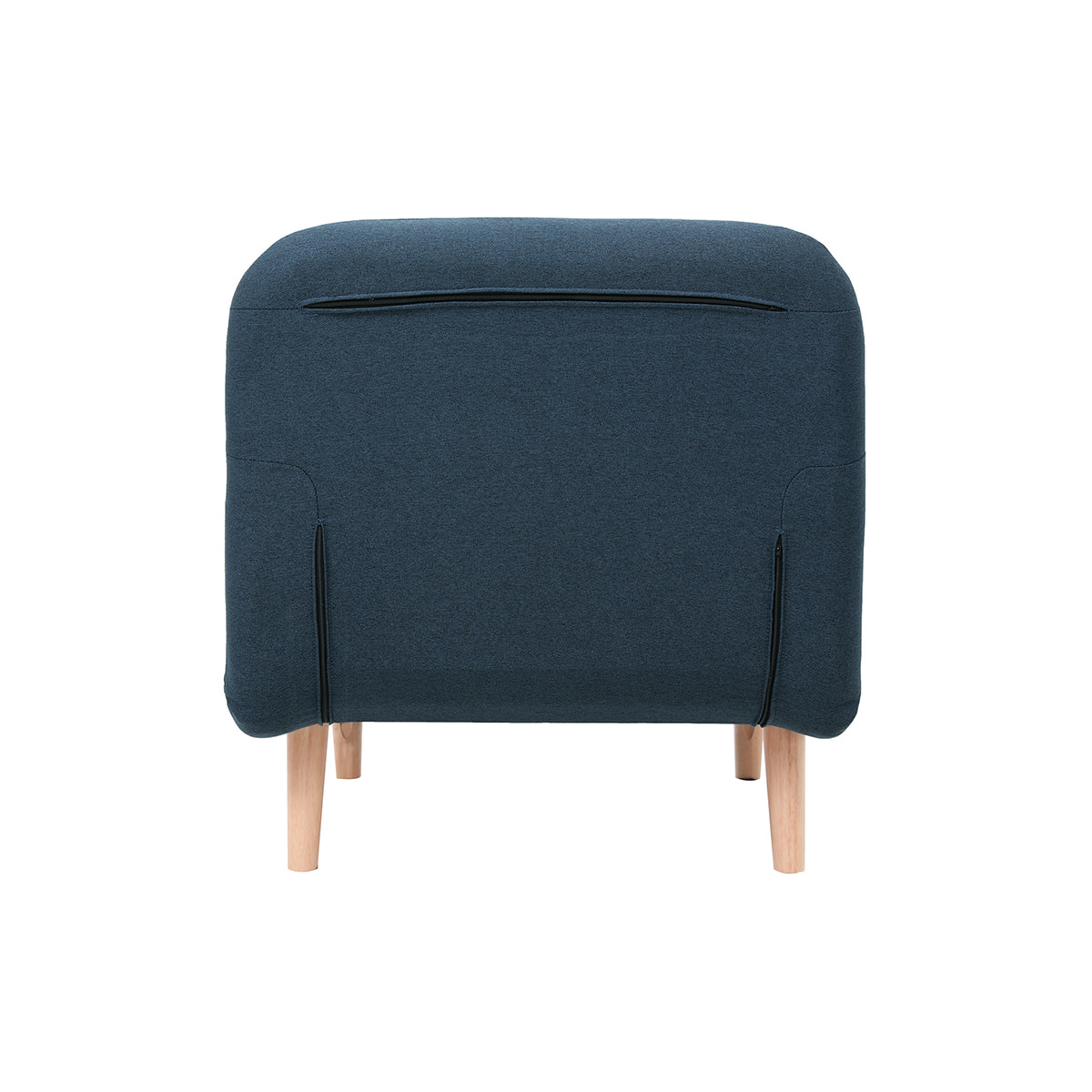 Fauteuil convertible scandinave en tissu bleu foncé et bois clair AMIKO