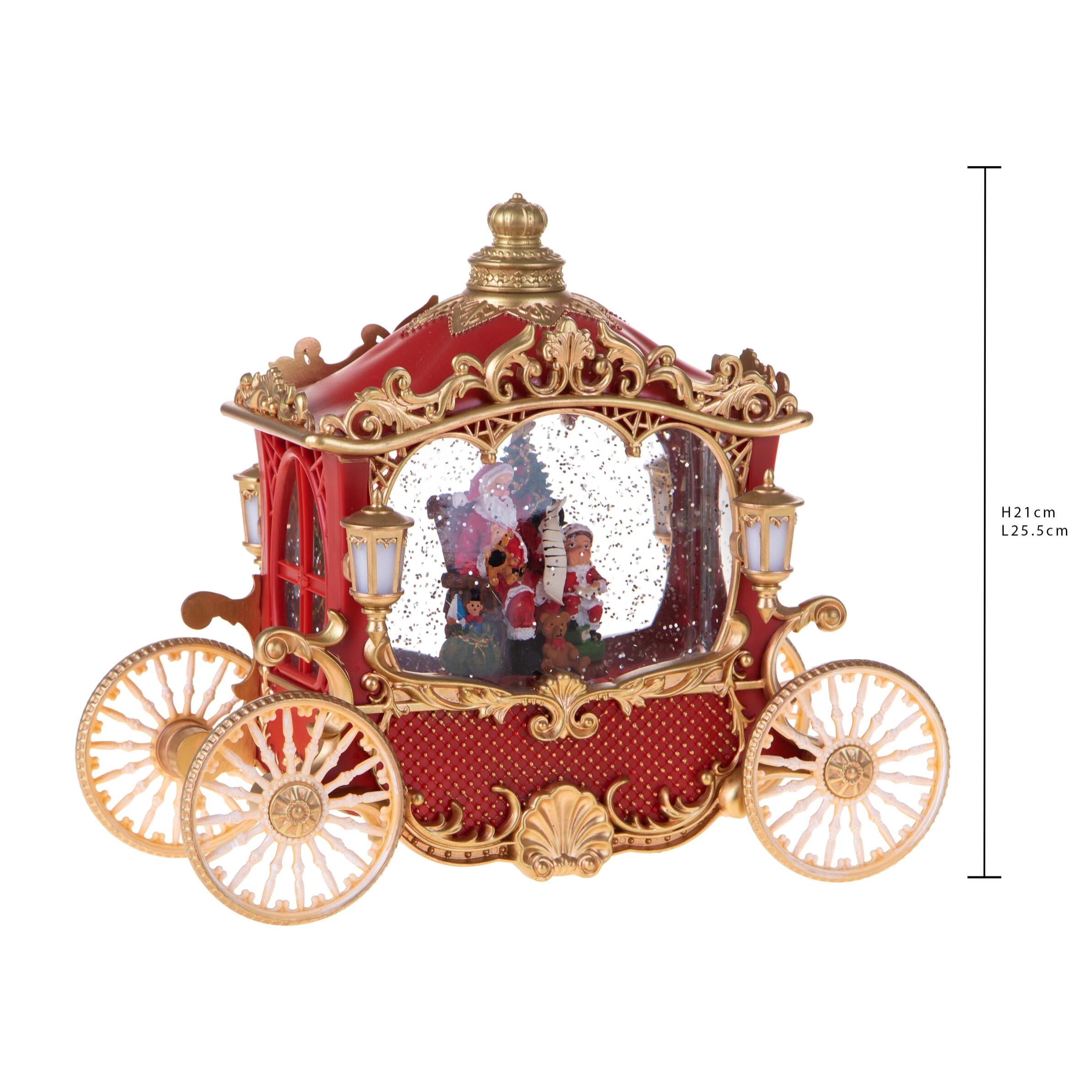 Carrozza 25.5xh21 cm con santa led+musica - Pezzi 1 - ALTRO - Bianchi Dino SpA